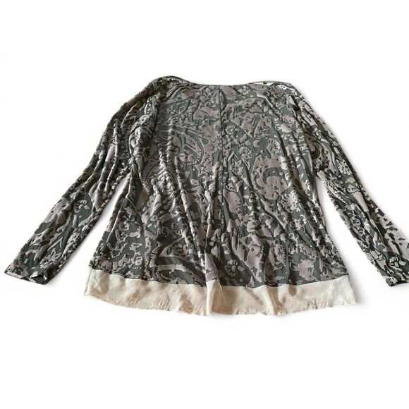 SIMPLY VERA VERA WANG Women’s XL Top Gray & Dusty Rose Velvet Burnout Shirt - Picture 2 of 8